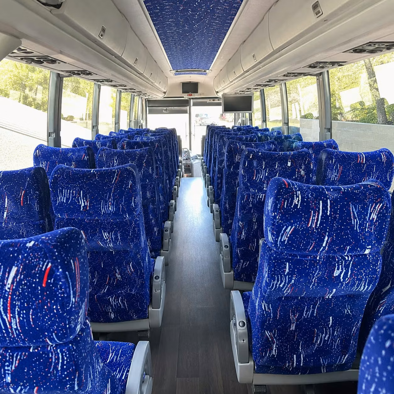 56 passenger charter bus inside